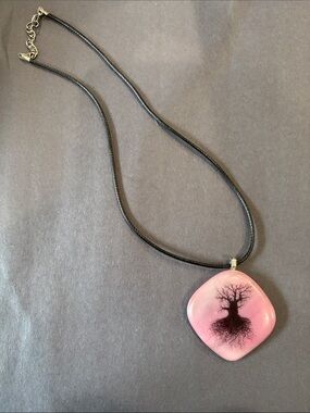 Handmade Pink Tree of Life Pendant Necklace